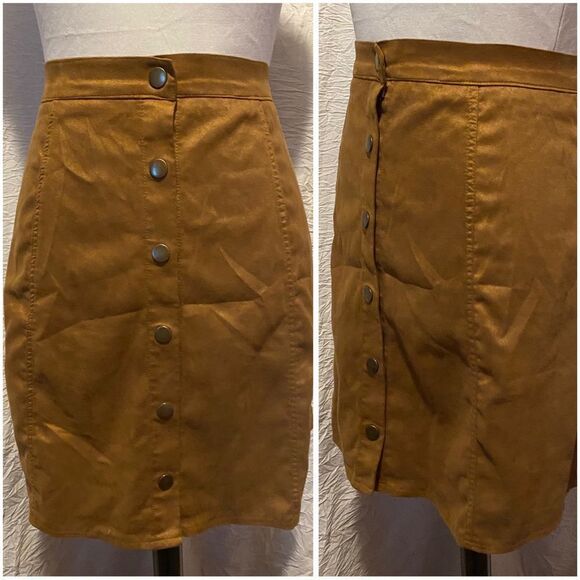 Boutique, Camel Tan, Faux Suede, Mini Skirt - Picture 7 of 14